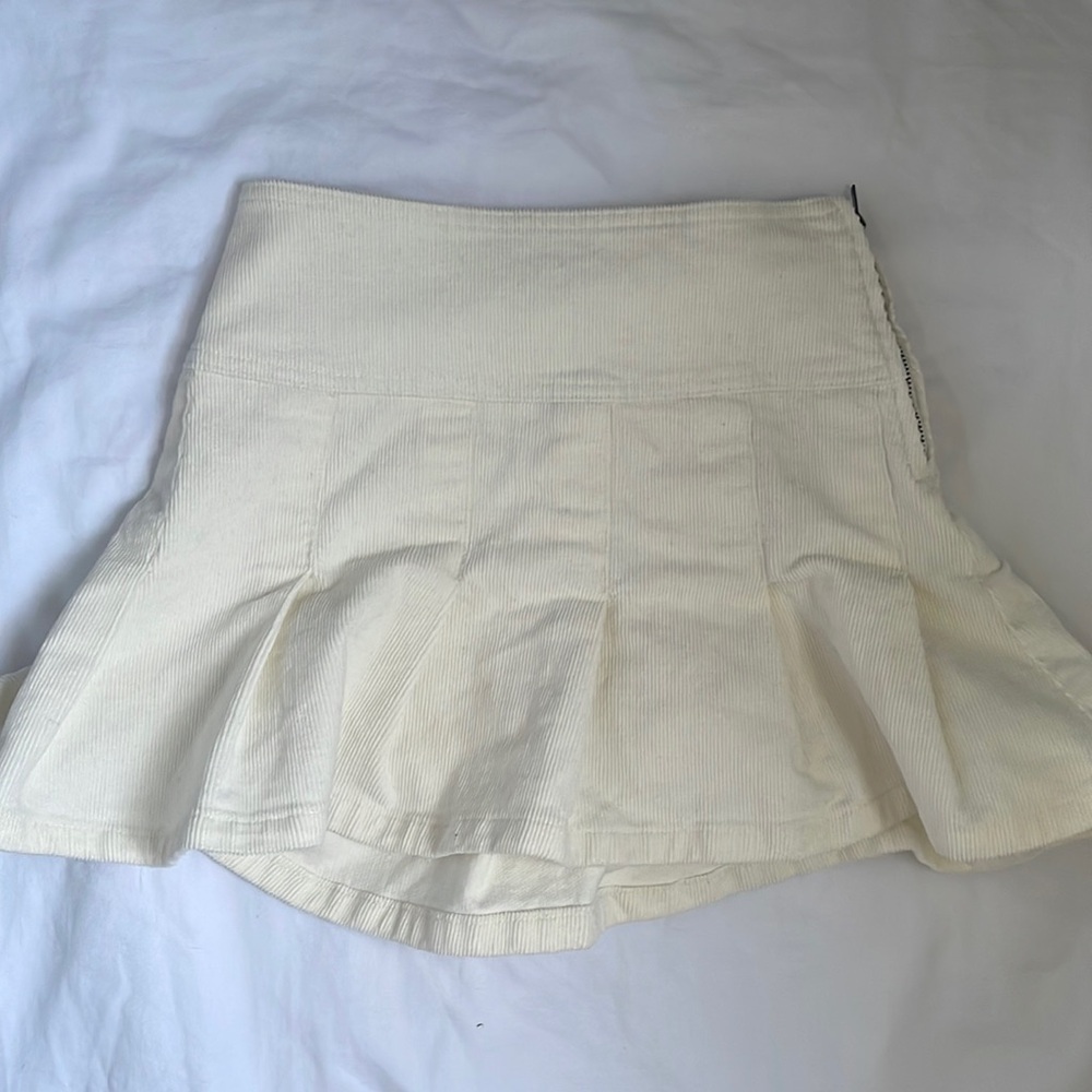 White corduroy high rise skirt
